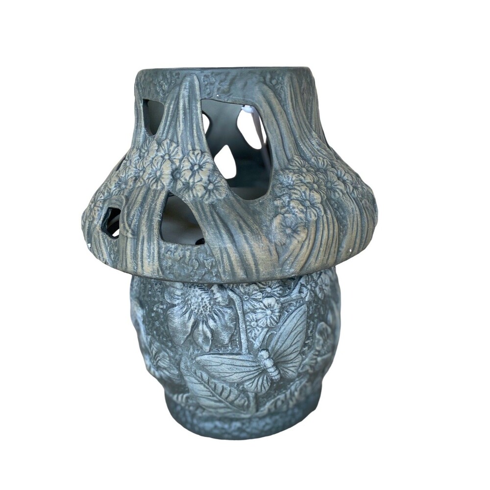 Natures Path Ceramic Dragonfly Hummingbird and Butterfly Candle Holder Jar Boxed
